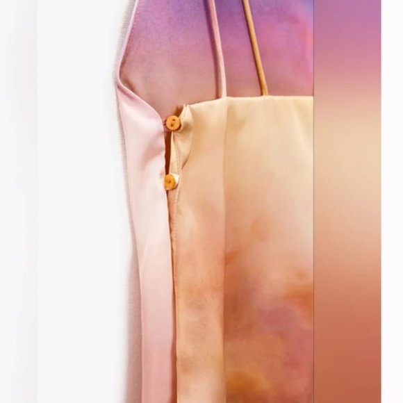 Zara Tie Dye Satin Effect Draped Top, NWT S - Picture 7 of 9